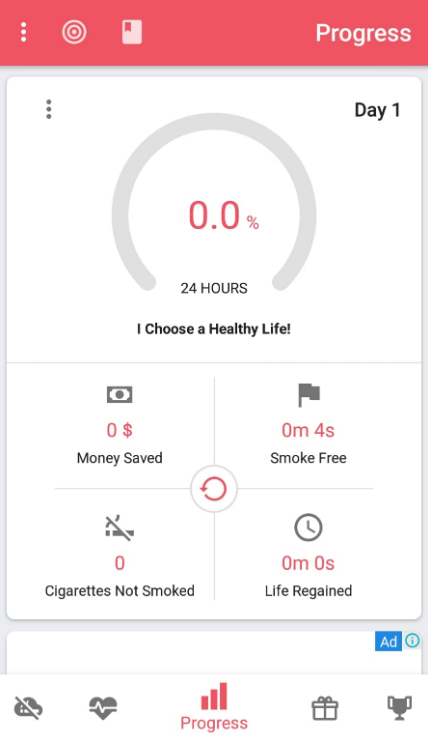 צילום מסך אפליקציה quit tracker